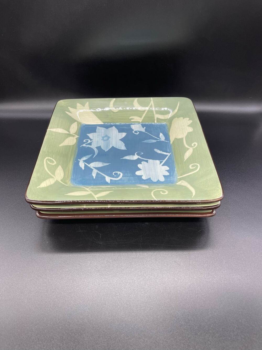 Pfaltzgraff Patio Garden Set of 3 Square Luncheon Plates 9.5”